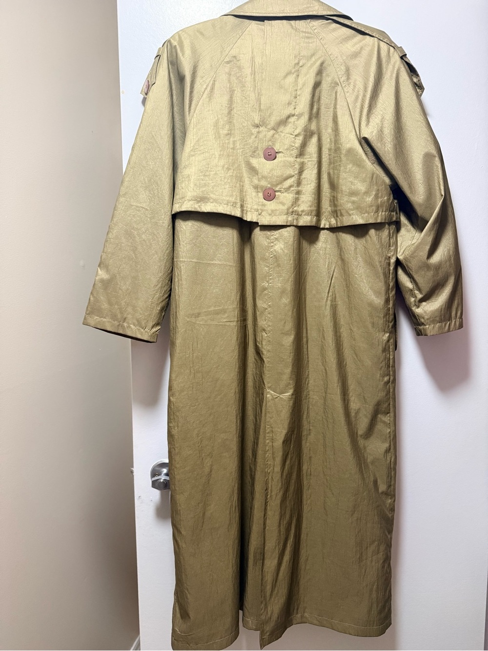 vintage Beechers Brook metallic olive green double-breasted trench coat - Picture 4 of 9